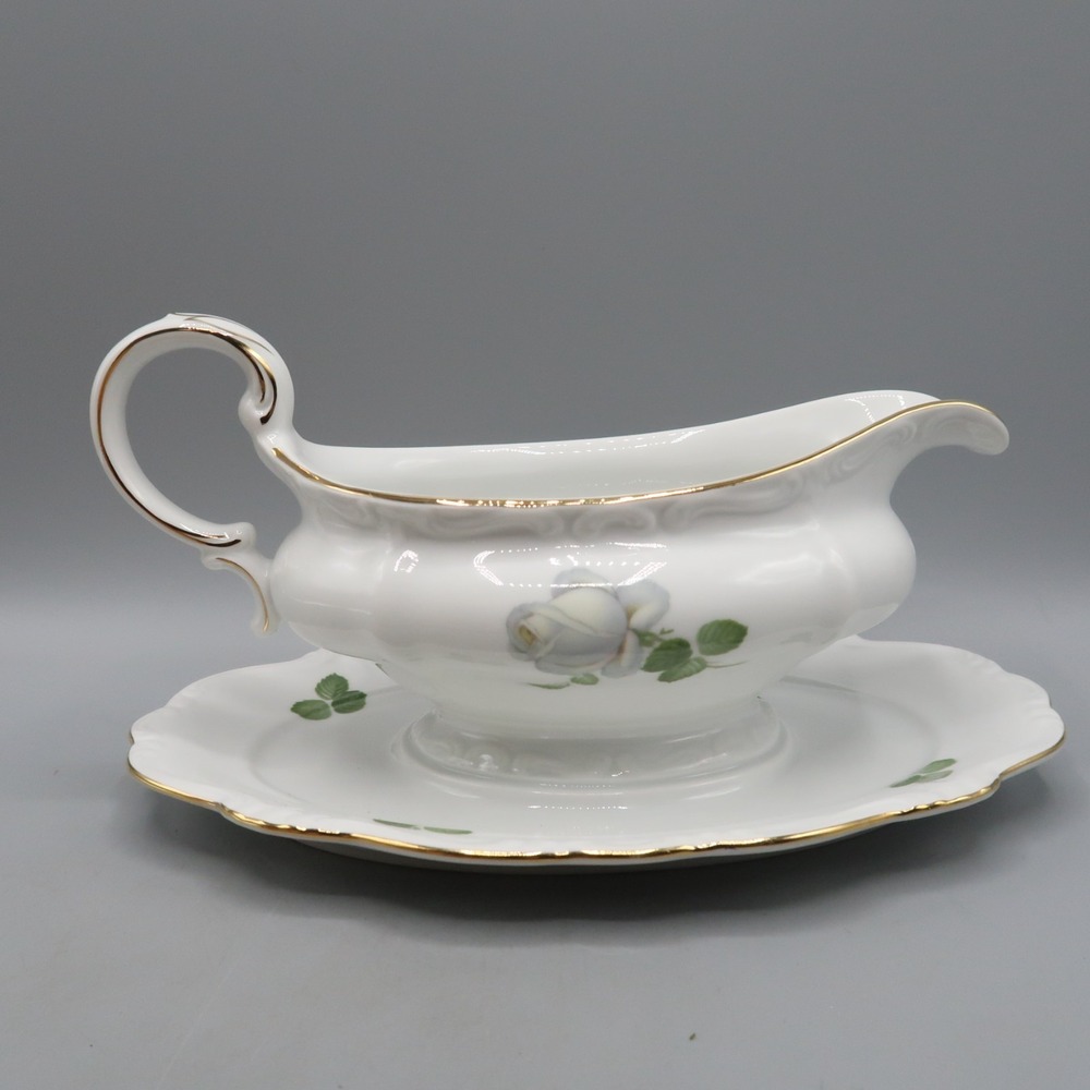 Johann Haviland Bavaria Germany White Rose Gravy Sauce Boat Replacement